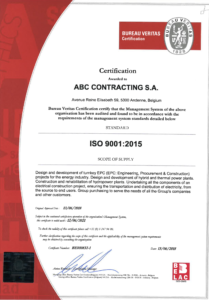 ISO certification 9001 : 2015